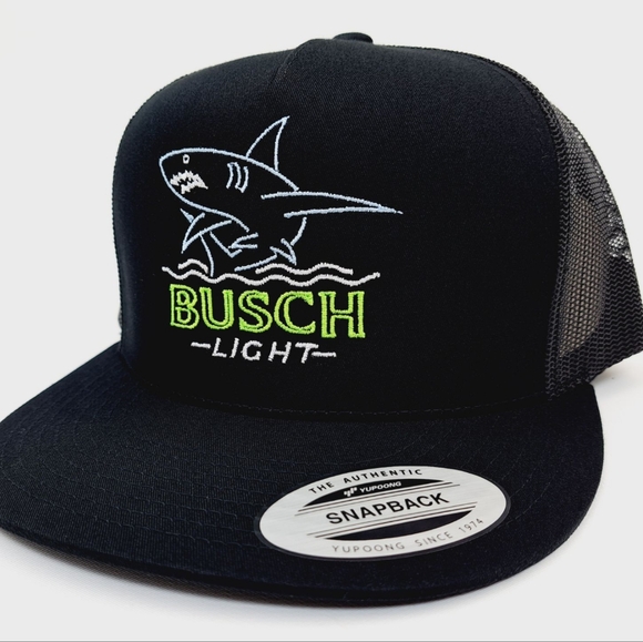 Accessories - Busch Light Fishing Shark Deep Sea Outdoor Retro Vintage Style Beer Trucker Hat